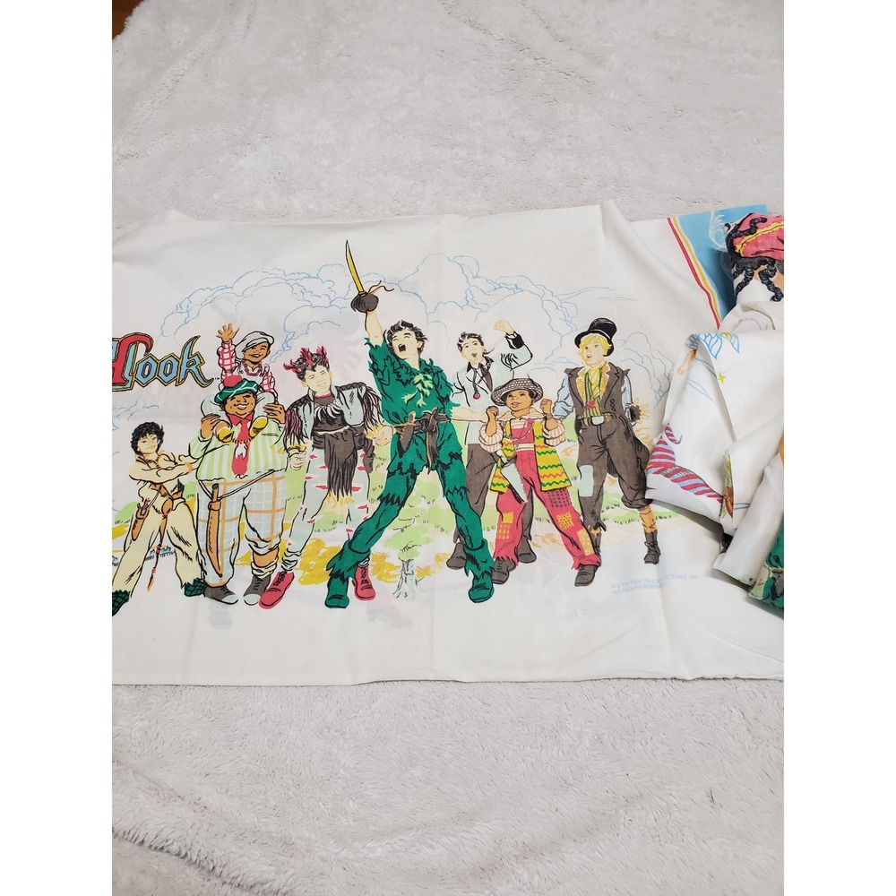 Vintage Hook Movie Peter Pan Retro Twin Bedding Flat Fitted Sheet Pillowcase Set